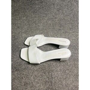 Reformation Cream White Textured Mandy Block Heeled Mule Sandal Size 9.5